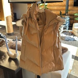 EUC faux leather puffer vest